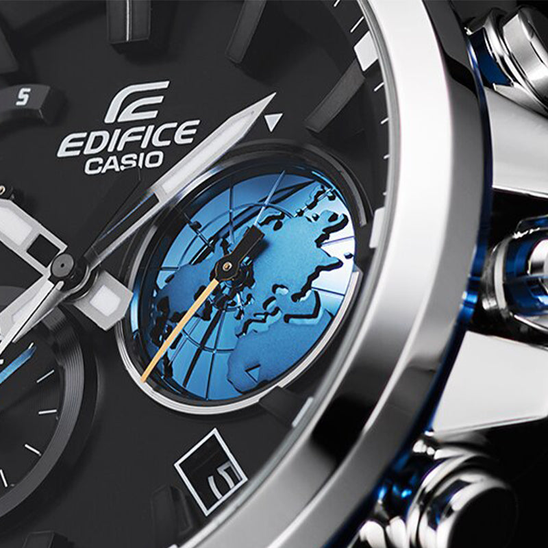 CASIO EDIFICE Waterproof Sports Solar Powered Stainless Steel Strap Mens Black Analog EQB-600D-1A2