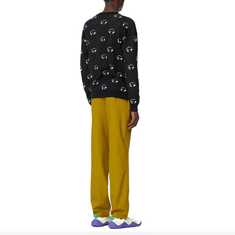 KENZO Eyes Pattern Round Collar Long Sleeve Male Black 5PU502-3XF-99