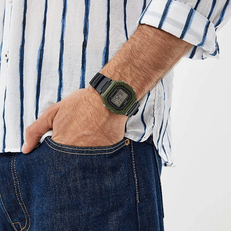 CASIO G Shock Waterproof Mens Black/Green Digital W-218H-3A