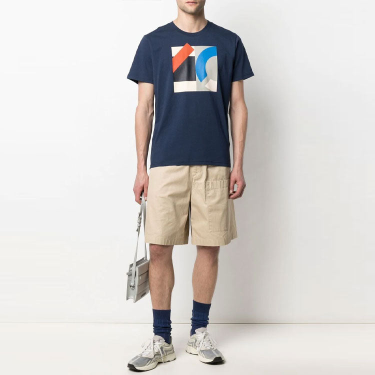 Men's KENZO SS21 Printing Logo Pattern Round Neck Short Sleeve Blue T-Shirt 5TS0254SJ-77