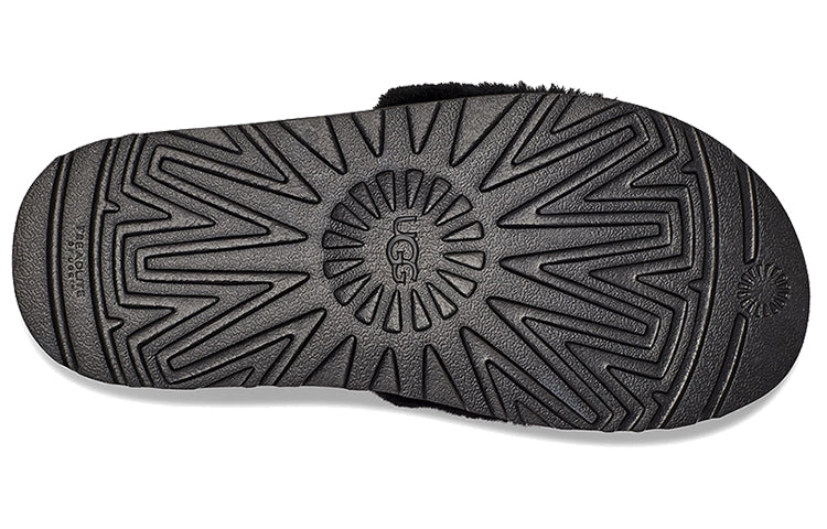 (WMNS) UGG Laton Fur Slide Black Slippers 1111236-BLK