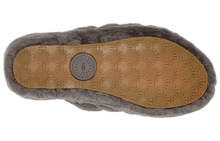 (WMNS) UGG Fluff Yeah Slide Thick Sole Gray Slippers 1095119-CHRC