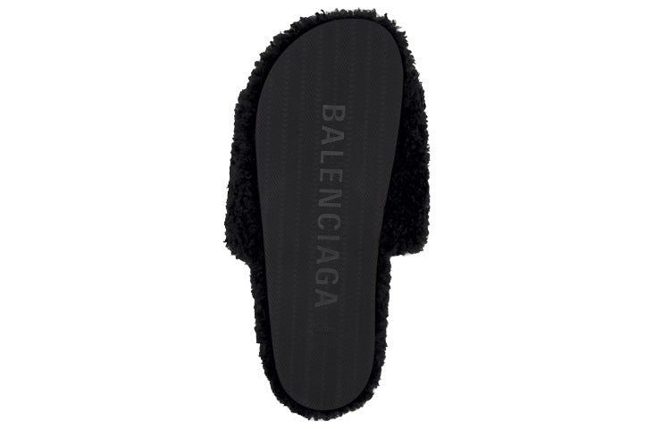 (WMNS) Balenciaga Furry Slides 'Black' 654261W2DO11096