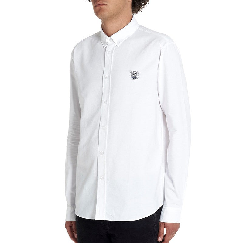 Men's KENZO SS21 Embroidered Long Sleeves Shirt White F955CH4001LD-01