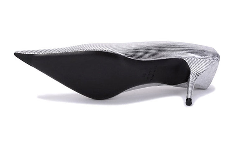 (WMNS) Balenciaga Embossed Square Knife Pumps 'Silver' 572879WBB208100