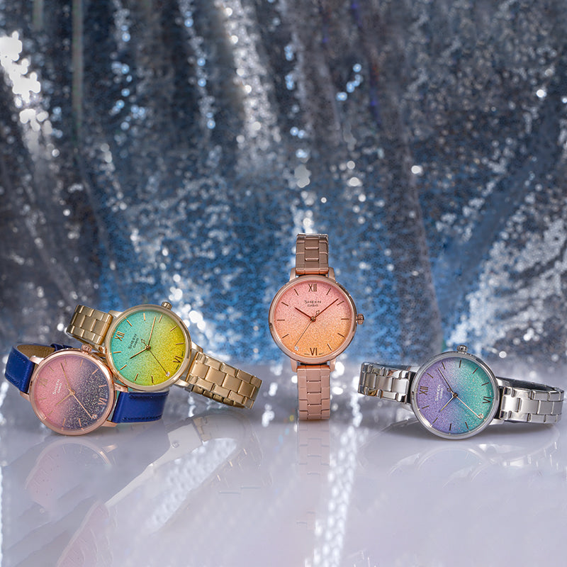 CASIO SHEEN Universe Starry Sky Subject Stylish Simplicity Thin And Light Watch Gradient Gold Analog SHE-4548G-2AUPR