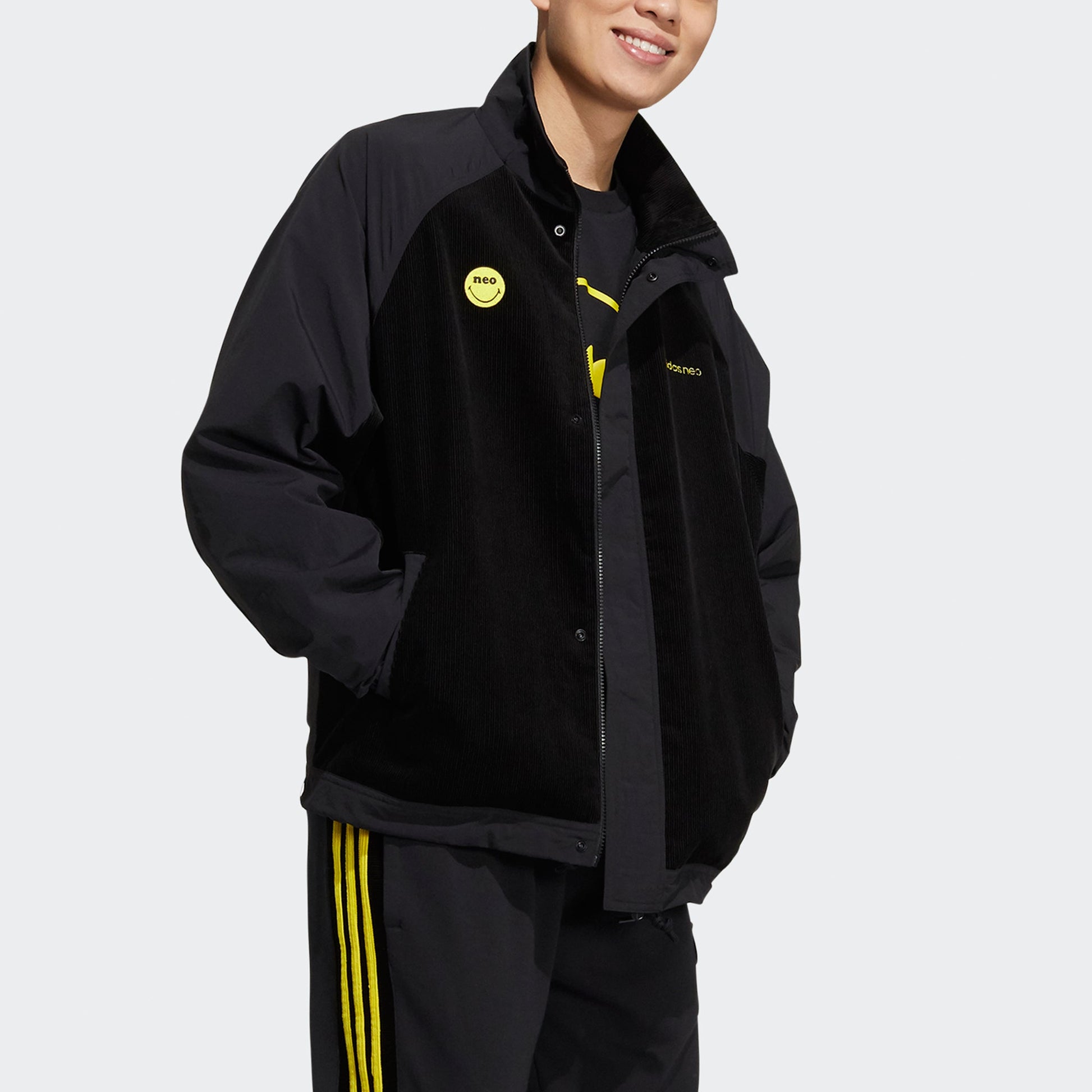 adidas neo U Smly Jkt Colorblock Casual Stand Collar Jacket Black H58046