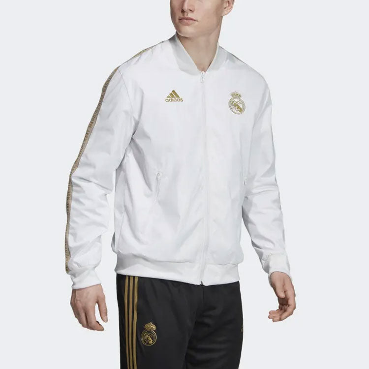 adidas Real Anthem Jkt real Madrid Soccer/Football Sports Embroidered Logo Jacket White DX8695