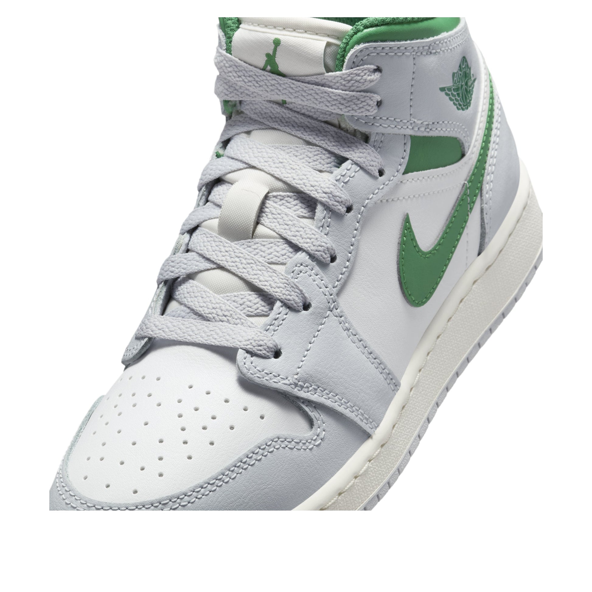 (GS) Air Jordan 1 Mid 'White Pure Platinum Pine Green' DQ8423-142
