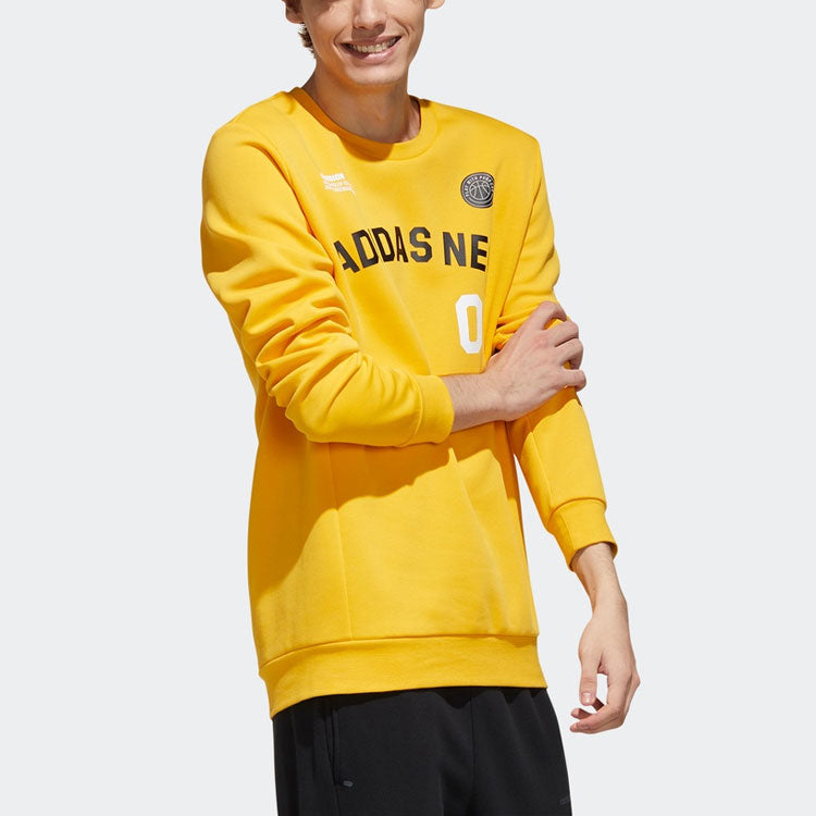 adidas neo M Cs Vrsty Sw Logo Printing Knit Sports Round Neck Pullover Yellow GJ8949