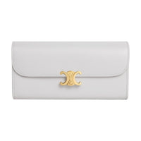 CELINE Triomphe Lizard Skin Wallet Large Size Women's Gray