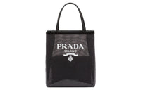 PRADA Fabric Combo Bag Tote Bag Shopping Bag Shoulder Bag Handbag Small Size Women's Black