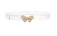 DIOR Solid Color Butterfly Styling Smooth Buckle Leather Belts Women's White Width: 2CM