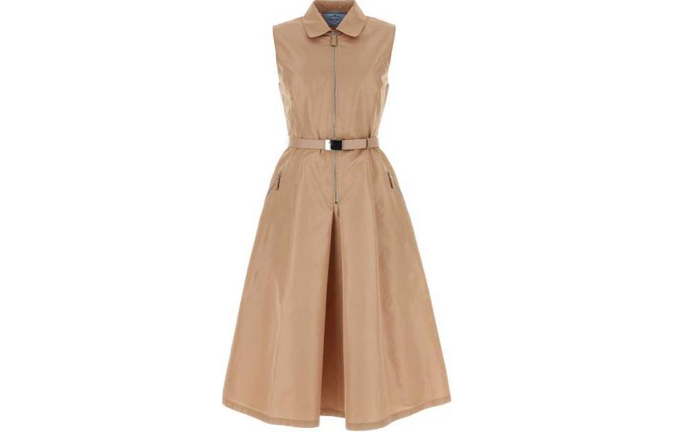PRADA Belted Zipped Midi Dress
