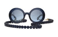 CHANEL Oval Sunglasses Women's Blue
