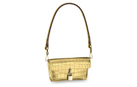 LOUIS VUITTON Padlock On Strap Matte Alligator Leather Handbag Shoulder Bag Women's Gold