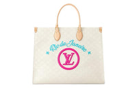 LOUIS VUITTON Jacquard Canvas Tote Bag Shopping Bag Handbag Shoulder Bag Women's White