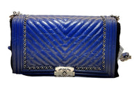 CHANEL Leboy Cow Leather Crossbody Bag Shoulder Bag Medium Size Women's Royal Blue