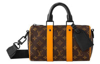 LOUIS VUITTON Keepall Coated Canvas With Leather Shoulder Bag, Crossbody Bag, Handbag Regular Women's Brown/Orange