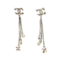 CHANEL Rhinestone Pearls Earrings Women's Gold