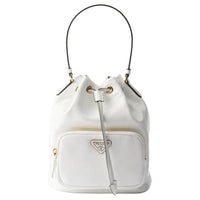 PRADA Duet Leather Bucket Bag Shoulder Bag Crossbody Bag Handbag Women's White