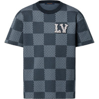 LOUIS VUITTON Damier Short-Sleeved Crewneck With Lv Crystal Patch