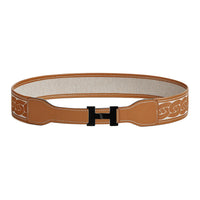 HERMES Calfskin Leather Belts Women's Brown 2.4CM