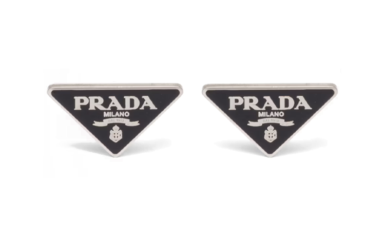 PRADA 925 Sterling Silver Earrings Women's Black