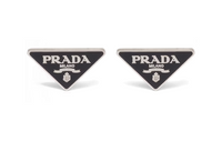 PRADA 925 Sterling Silver Earrings Women's Black