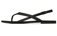 SAINT LAURENT Leather Crossover-strap Flat Sandals