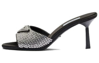PRADA Crystal-embellished Satin Mules