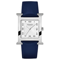 HERMES Heure H Collection Wrist Watch Quartz Movement Cowhide Strap 30*34mm White Dial Unisex