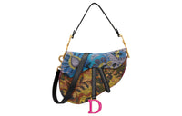 DIOR Cross-Stitch Embroidery Saddle Bag Shoulder Bag Crossbody Bag Handbag Women's Multicolor