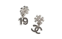 CHANEL Silver/Diamond Earrings AB8972