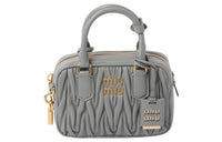 MIU MIU Matelassé Leather Shoulder Bag Crossbody Bag Handbag Women's Light Gray