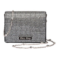 MIU MIU Soft Sheep Leather Handbag Shoulder Bag Crossbody Bag Mini Women's Silver