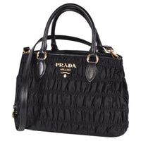 PRADA Nylon With Leather Shoulder Bag, Crossbody Bag, Handbag Women's Black