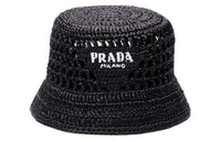 PRADA Logo Detailed Interwoven Bucket Hat