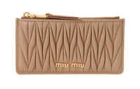 MIU MIU Matelasse Leather Wallet Women's Nude Pink