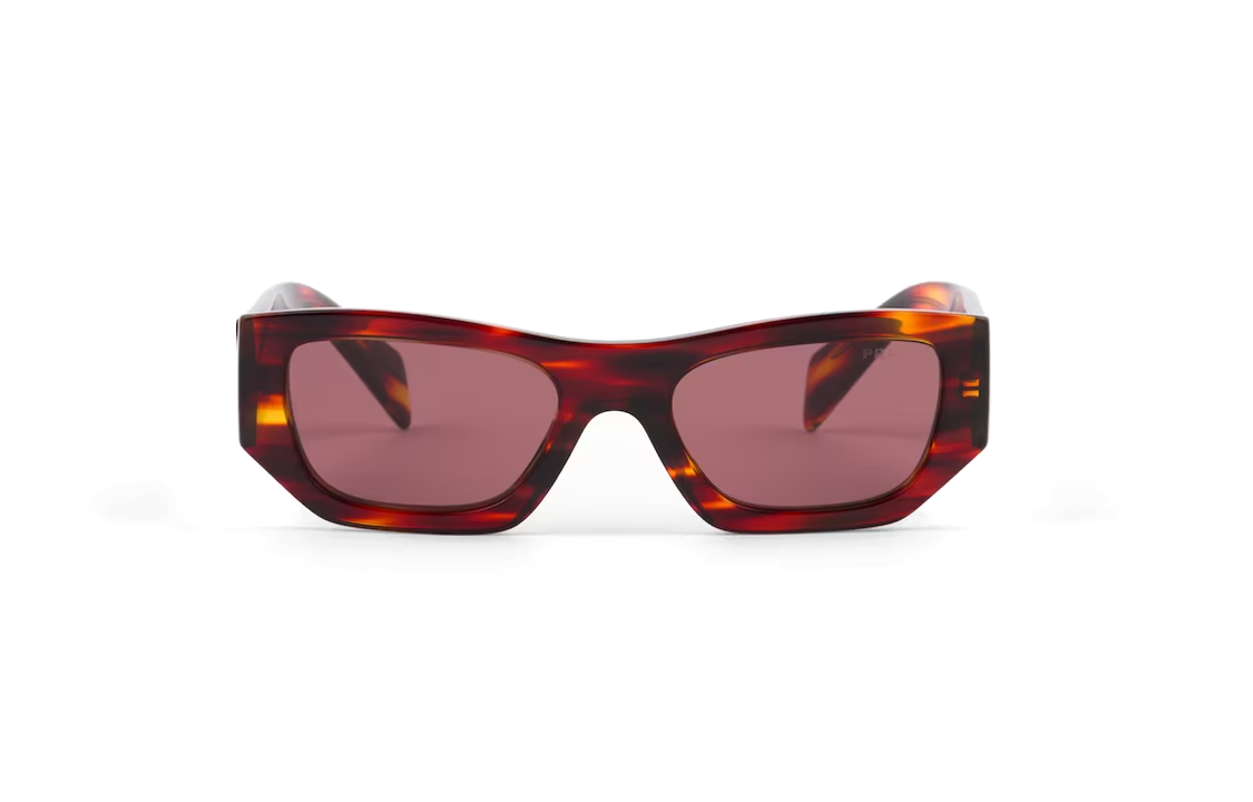 PRADA Acetate Irregular Shape Sunglasses Women's Brown