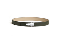 HERMES Animal Pattern, Smooth Buckle Leather Belts Men's Green Width 3.2CM