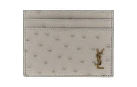 SAINT LAURENT Leather Card Holder Women's Cream