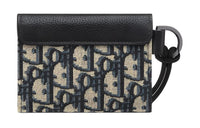 DIOR Grained Calfskin Card Holder Women's Beige & Black