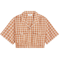 CELINE Checked Button Up Cropped Shirt