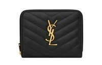 SAINT LAURENT Leather Card Holder Wallet Women's Black