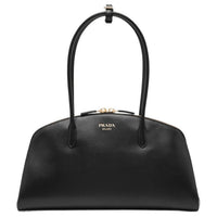 PRADA Leather Shoulder Bag Women's Black