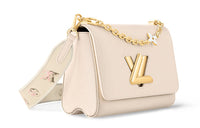 LOUIS VUITTON Twist Epi Grained Leather One Shoulder Handbag Crossbody Bag Medium Size Women's Quartz White