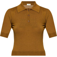 SAINT LAURENT Cassandre embroidery Polo Top