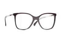 CHANEL Plate Frame Square Optical Glass Unisex Burgundy/Transparent