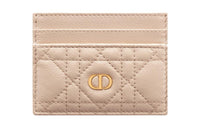 DIOR Caro Cow Leather Card Clip Card Holder Women's Ecru
